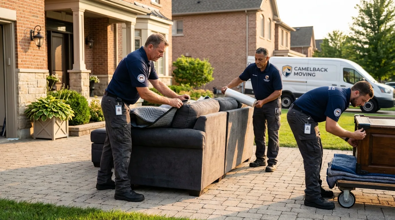 Large estate moving crew wrapping furniture in Polo, IL